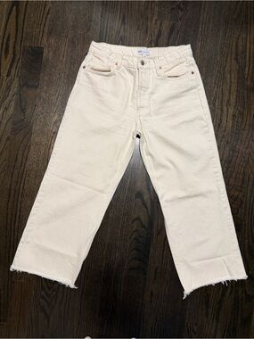 Zara wide leg cream mid rise jeans